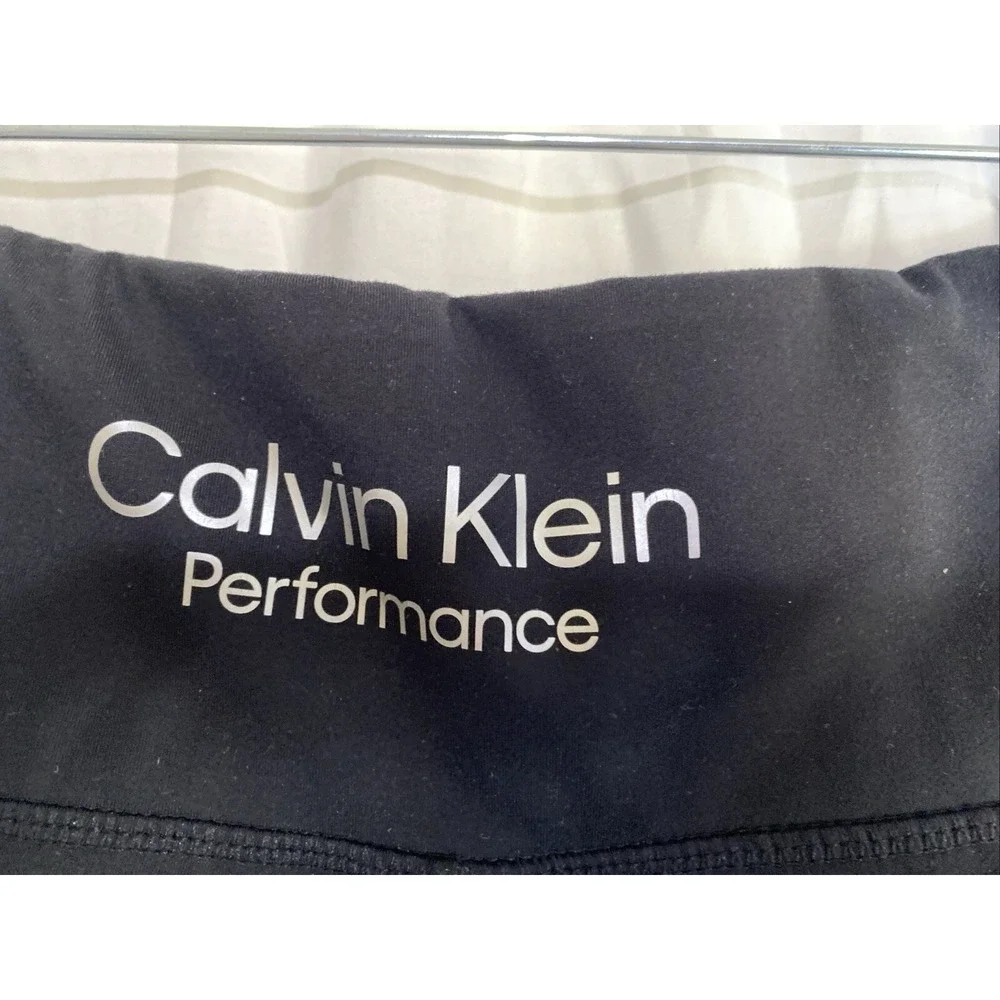 Calvin Klein Performance Womens Black Logo Biker Shorts High Waist Side Pocket L